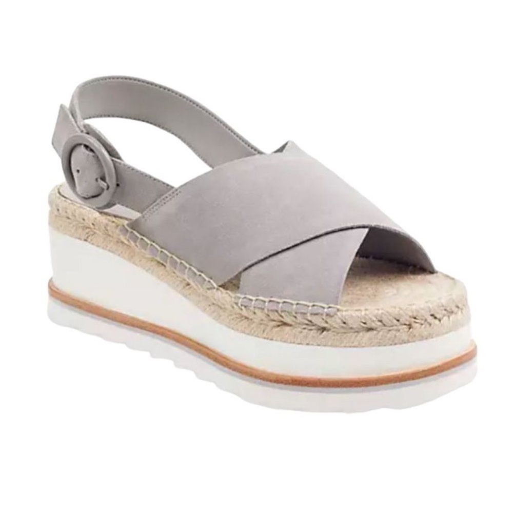 Marc‎ Fisher | LTD Glenna Platform Sandals in Gray Leather Suede Size 10